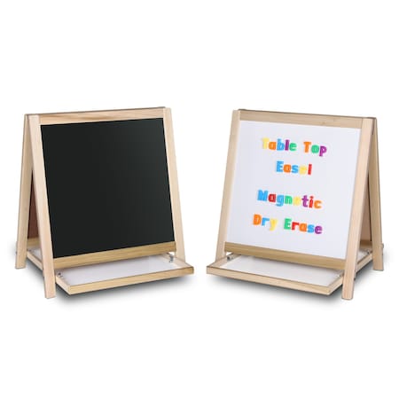 Flipside Magnetic Table Top Easel Black Chalk/White Markerboard 17406